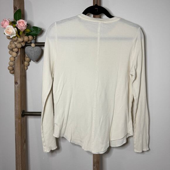 Evereve Cream Thermal Heart Long Sleeve Size Small - Picture 5 of 7
